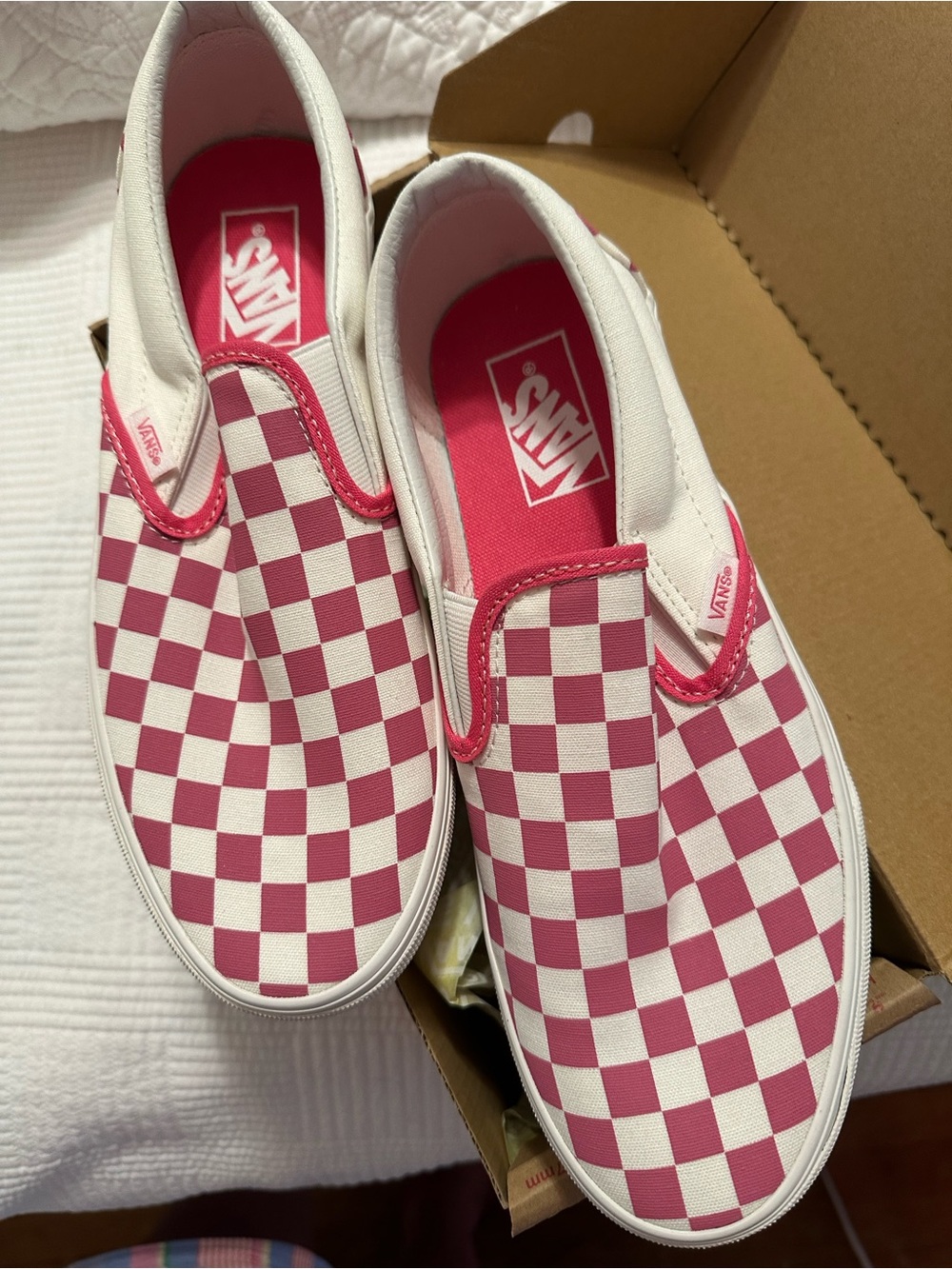 Vans Classic Slip-On Checkerboard Sneakers - Red/White